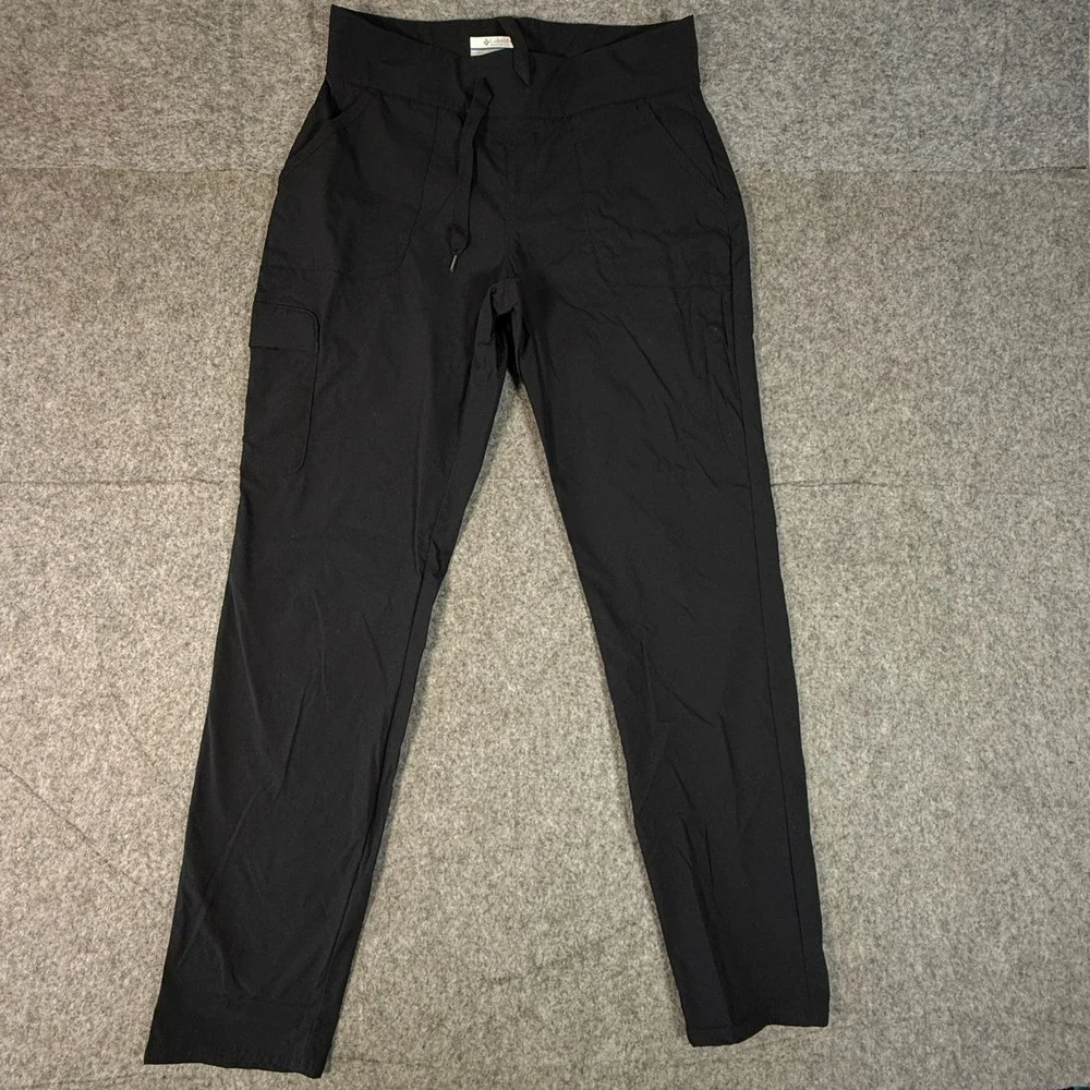 Columbia Cargo Pants Womens Medium Black Tapered Leg Hiking Outdoor Drawstring